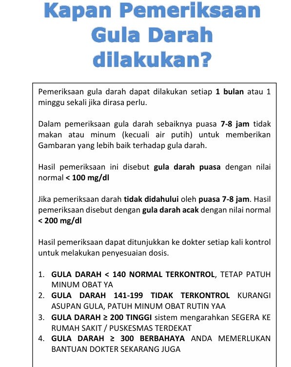 Jadwal Pemeriksaan Gula Darah Massal